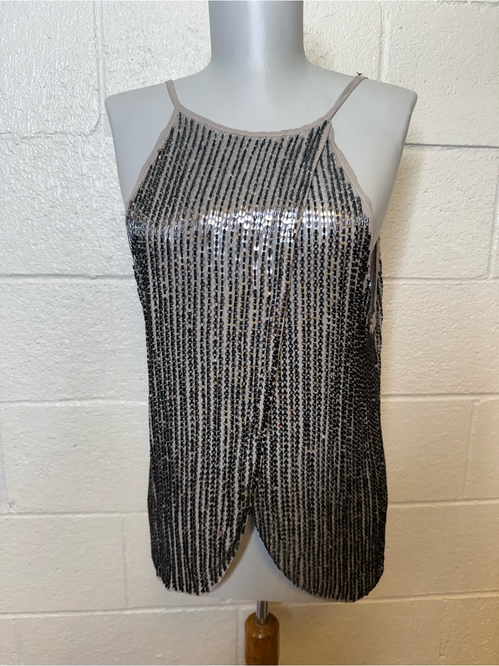 Parker Black and Silver Sequin Striped Camisole